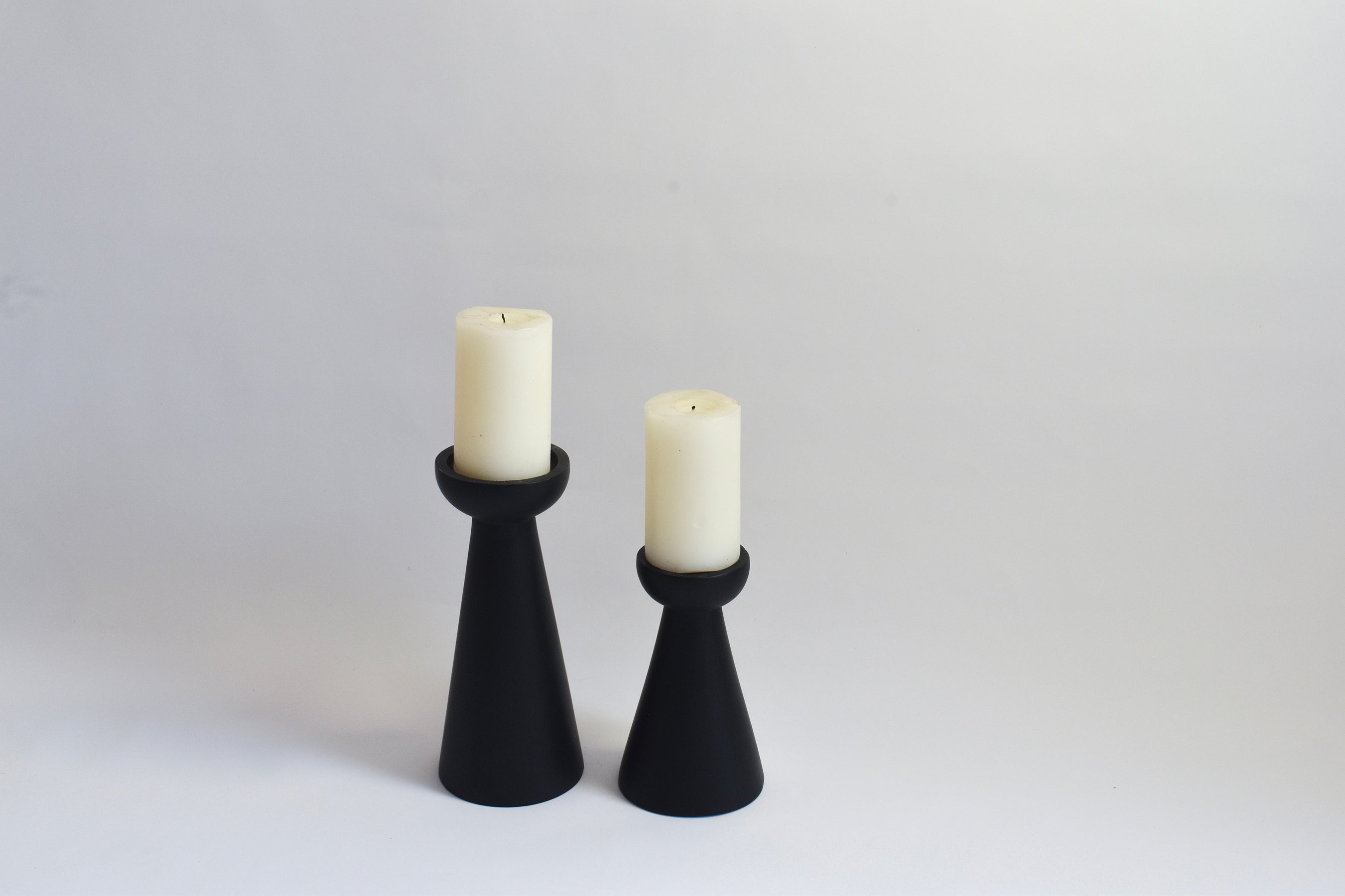 Cone Shaped Candle Holder in Black