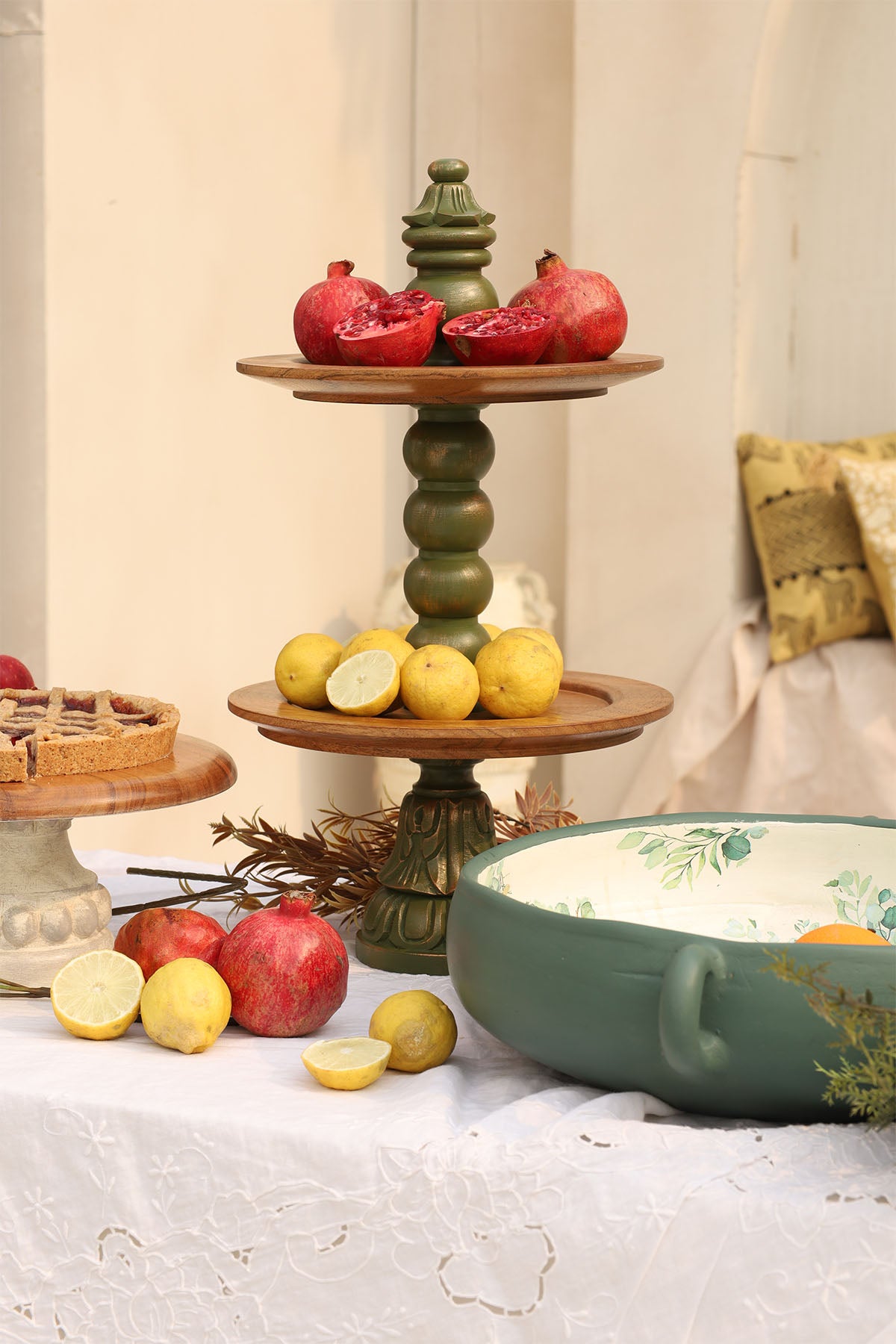 Connor Acacia Two Tiered Cake Stand