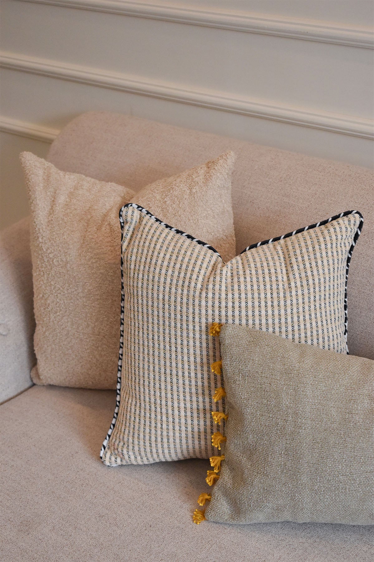 Mustard Tasseled Cushion Cover