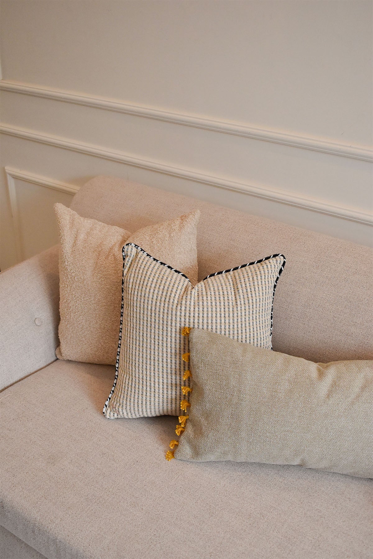 Mustard Tasseled Cushion Cover